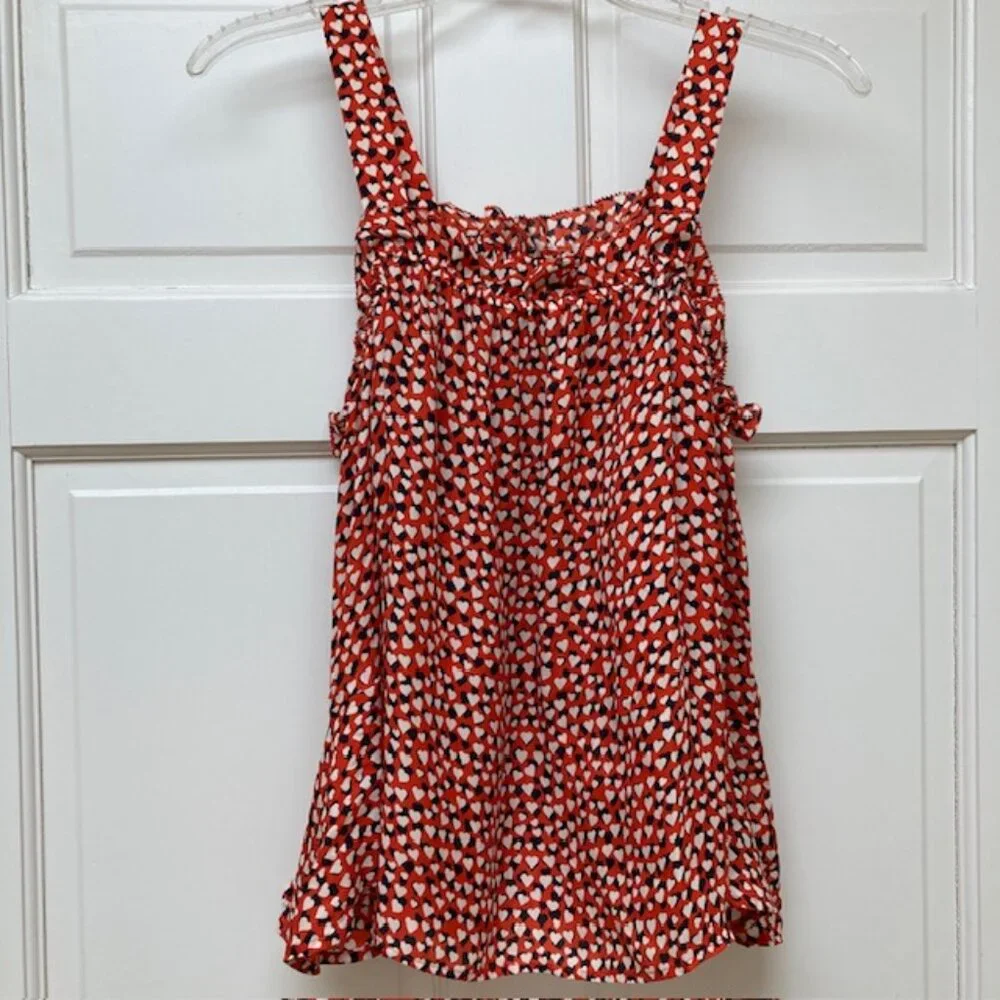 NWT J. Crew Orange, blue and white Silk off the shoulder blouse 2P